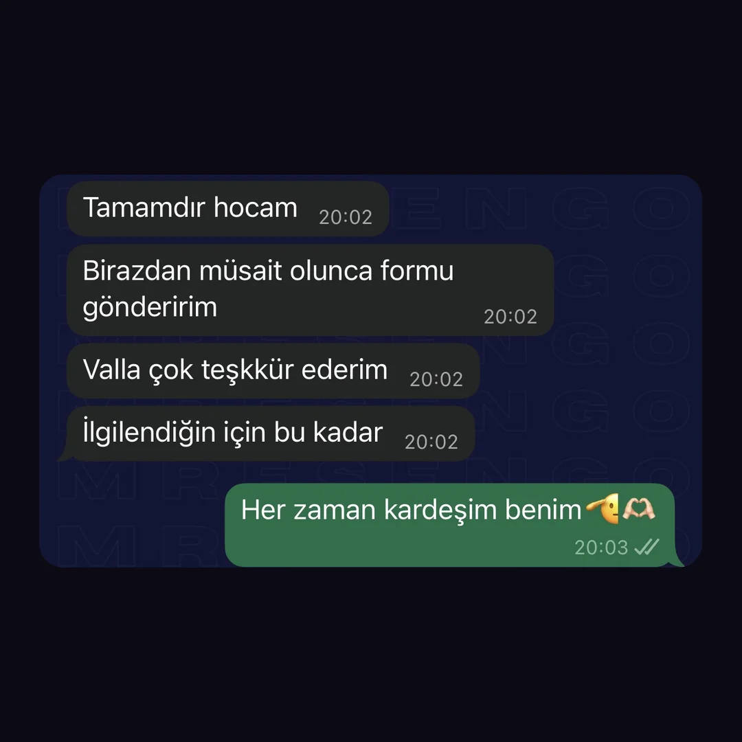 Öğrenci mesajı: ilgilendiğin için çok teşekkür ederim