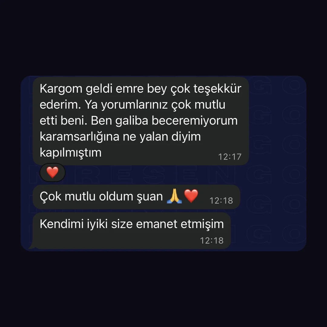 Öğrenci mesajı: yorumlarınız çok mutlu etti, kendimi iyi ki size emanet etmişim