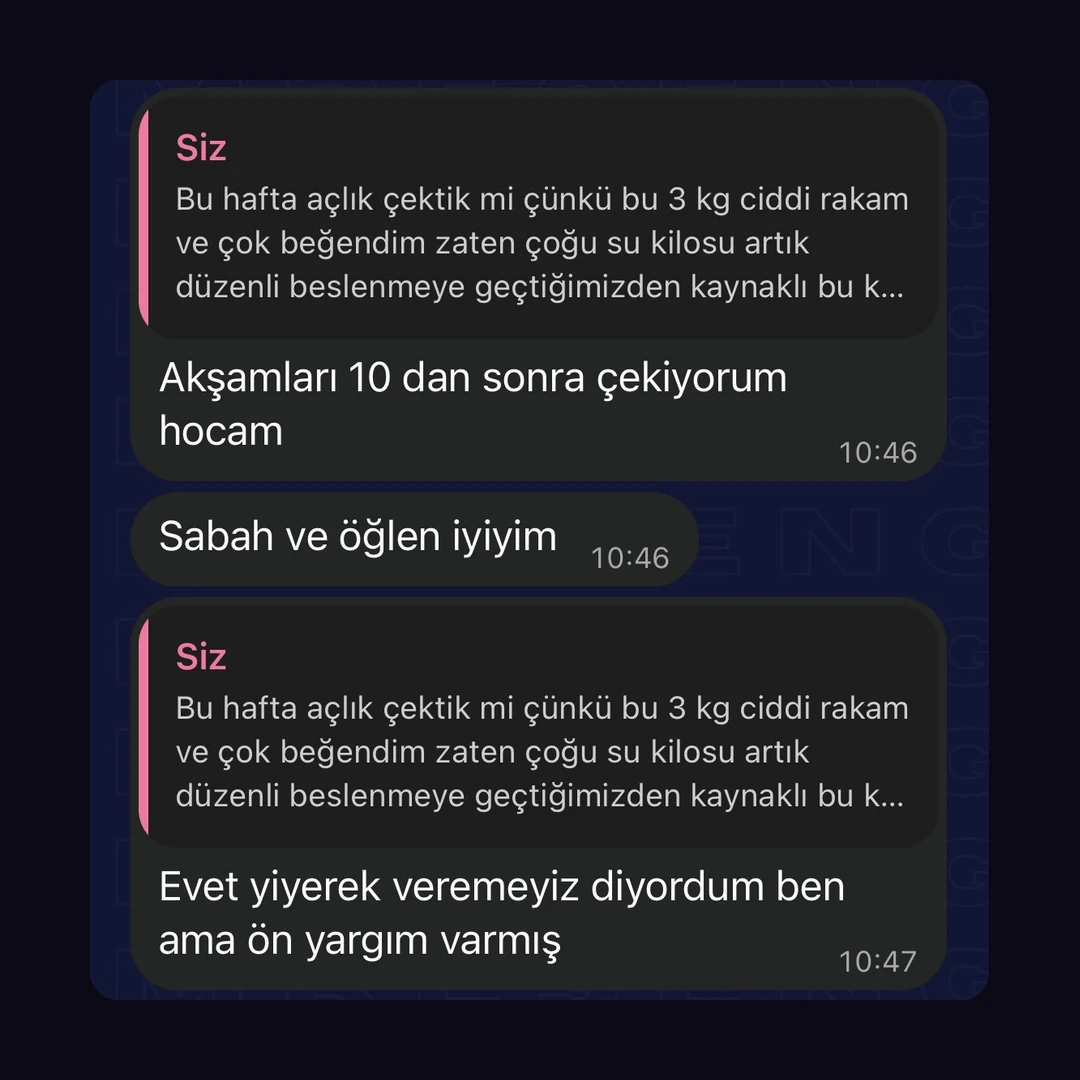 Öğrenci mesajı: yiyerek kilo veremeyiz diyordum ama ön yargım varmış